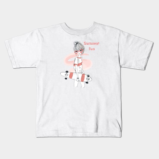 Summer fun Kids T-Shirt by EveFarb